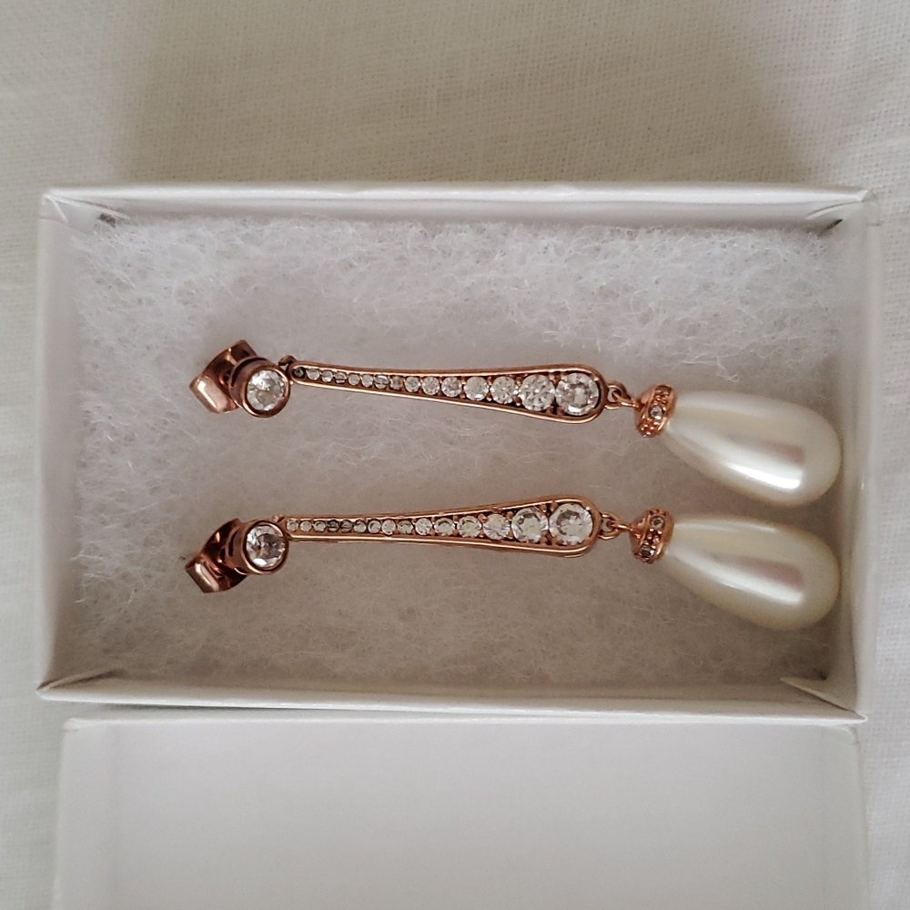 Rose gold bridal earrings